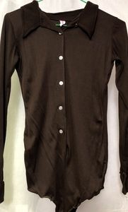 Vintage button down collared bodysuit